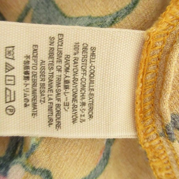 Free People Bella Tunic Top M Yellow Floral Long Flared Sleeve Boho Peasant - Picture 7 of 7